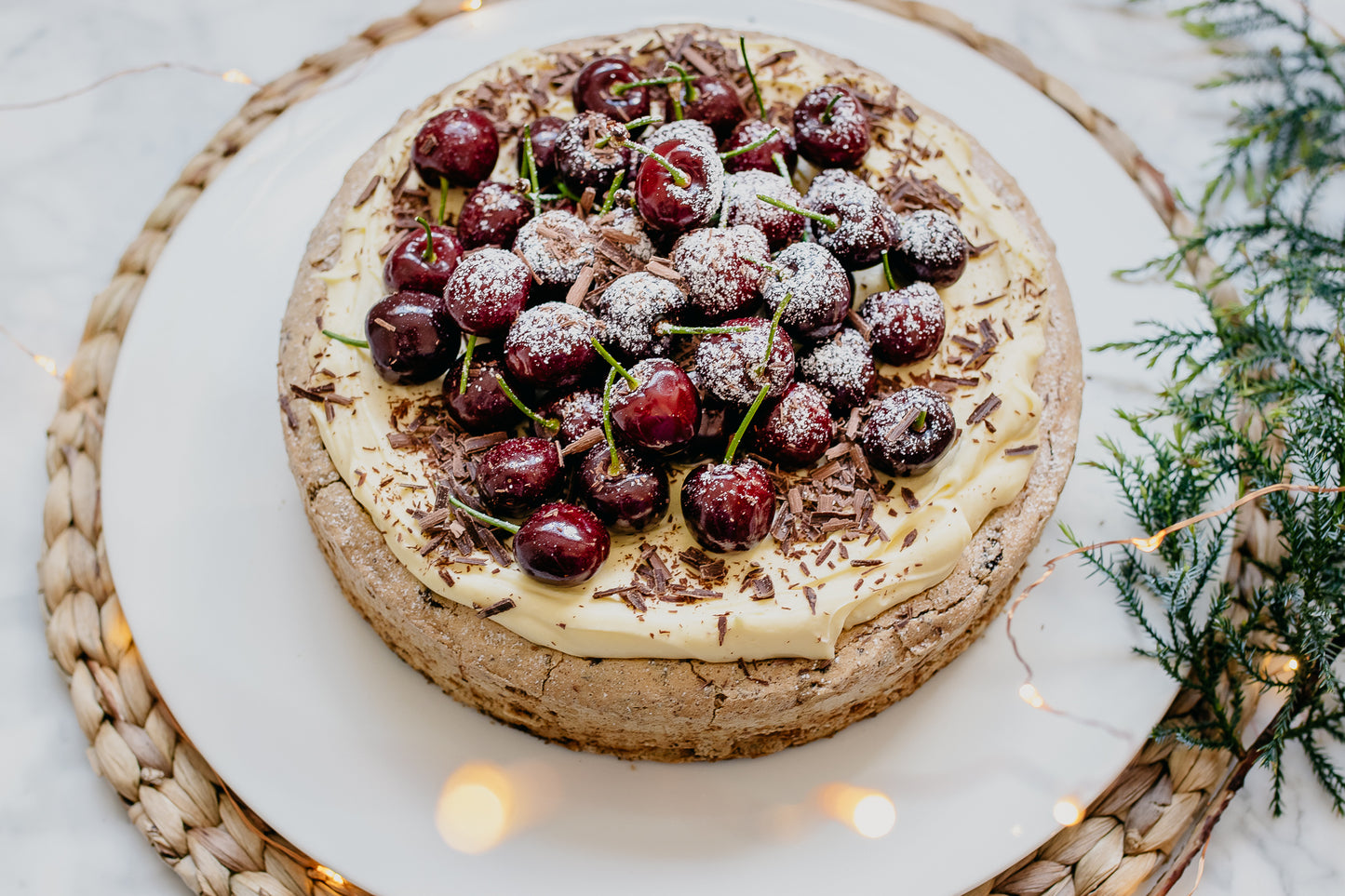 Date & Chocolate Torte Kit with Mascarpone, Cherries & Chocolate flakes